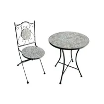 C SET TAVOLO TONDO MOSAICO C/2 SEDIE NIZZA