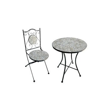 C SET TAVOLO TONDO MOSAICO C/2 SEDIE NIZZA