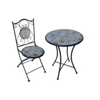 C SET TAVOLO TONDO MOSAICO C/2 SEDIE VILLEFRANCHE