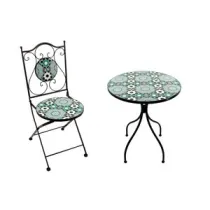 C SET TAVOLO TONDO MOSAICO C/2 SEDIE SAINT TROPEZ