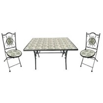 C SET TAVOLO RETTANG MOSAICO C/2 SEDIE MONTECARLO