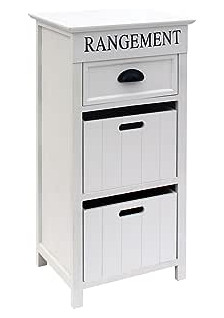 BEDSIDE CHEST OF DRAWERS WITH 3 WOODEN DRAWERS H.76 x L.39 x D.29CM