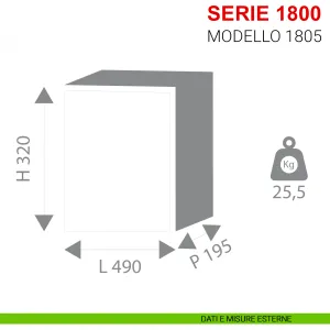 CASSAFORTE CON CHIAVE DOPPIA MAPPA 'BASIC PLUS 1800' ALP - cm 32 x 49 x 19,5