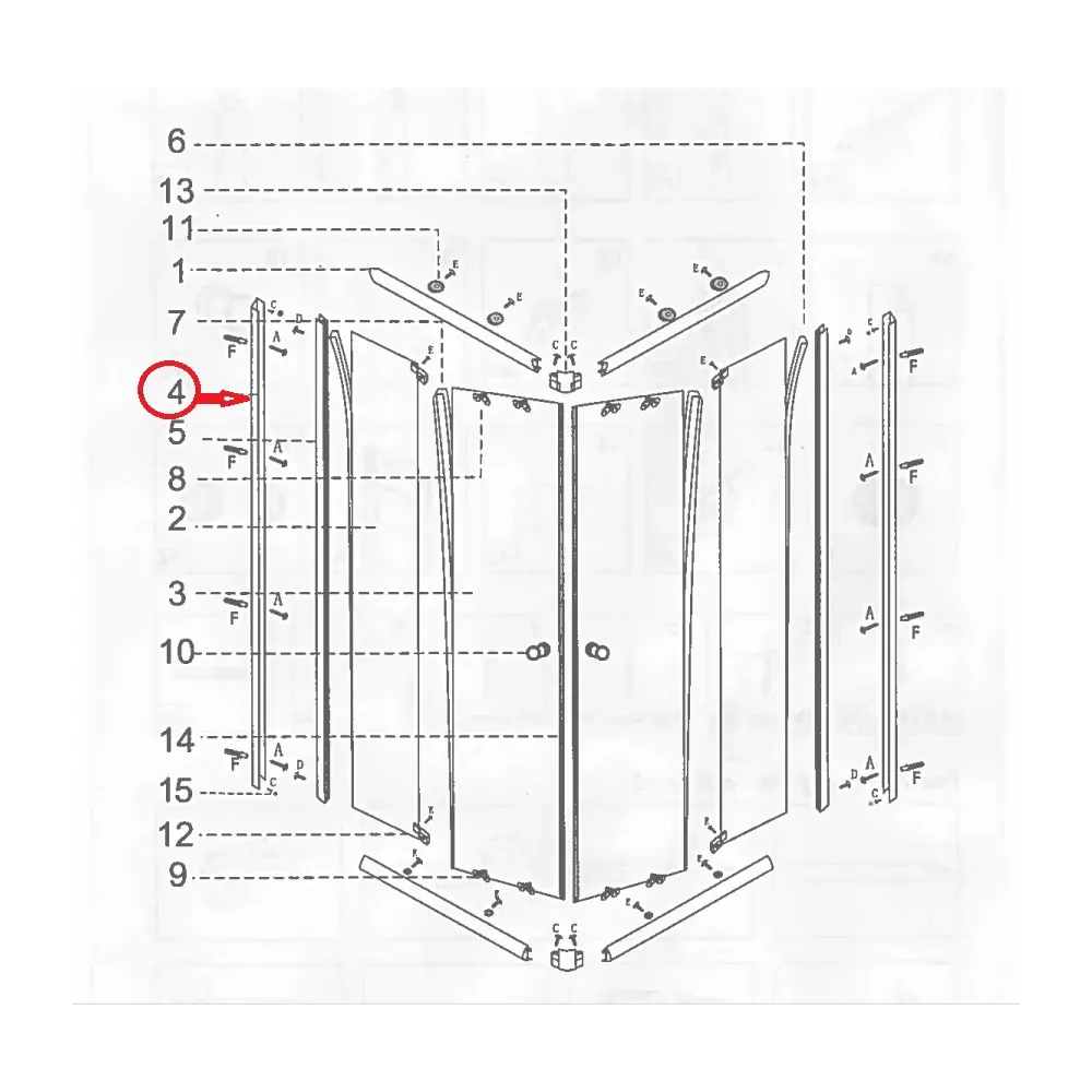 R PROFILO A MURO X C BOX DOCCIA TRASP SP 4MM 70X70X185CM IGLO/BOKA