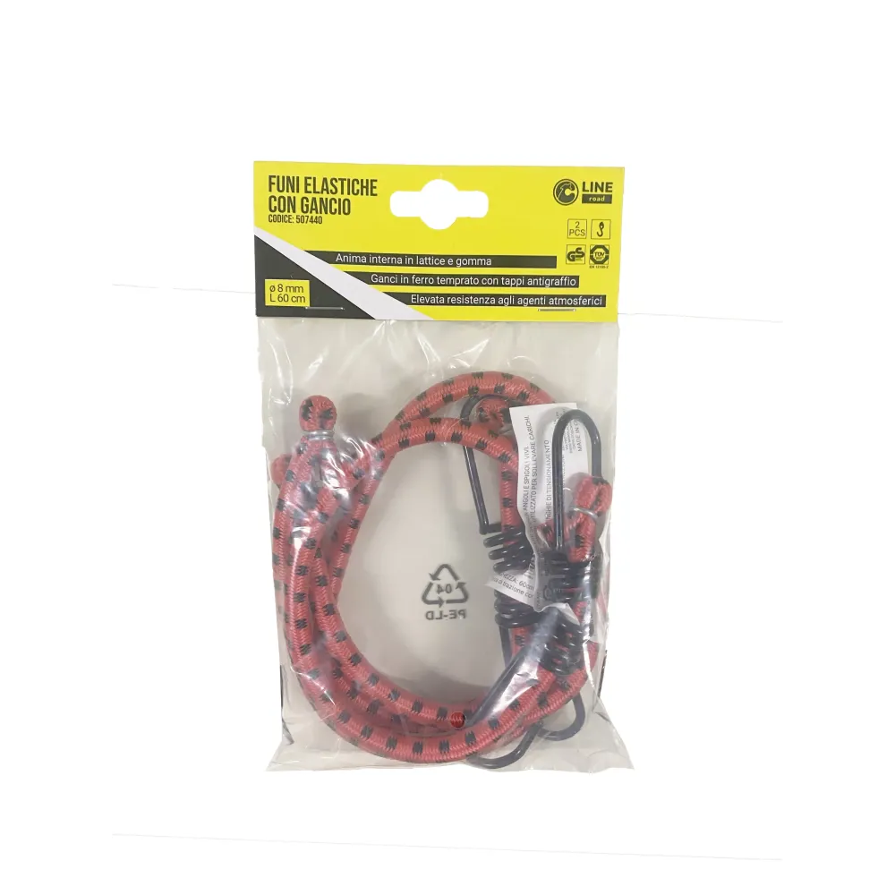C SET 2 FUNI ELASTICHE D.8 C/2 GANCI FE 60 ROSSO C SET 2 FUNI ELASTICHE D.8 C/2 GANCI FE 60 ROSSO