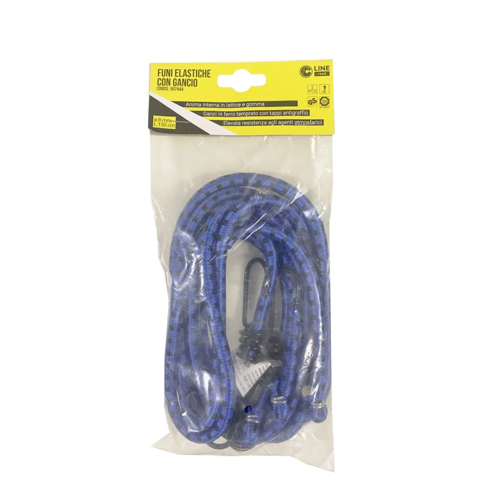 C SET 2 FUNI ELASTICHE D.8 C/2 GANCI FE 150 BLU C SET 2 FUNI ELASTICHE D.8 C/2 GANCI FE 150 BLU