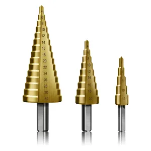 FRESA CONICA A GRADINI HSS IN SET 3 pezzi