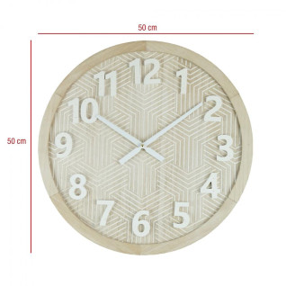 LARGE WALL CLOCK IN WHITE AND BEIGE MDF FORMAT 50x50x4.5CM