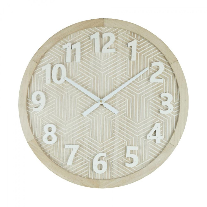 LARGE WALL CLOCK IN WHITE AND BEIGE MDF FORMAT 50x50x4.5CM