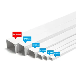 CANALINA QUADR. PVC BIANCA S/ADES. L2000XW60XH40MM BIANCO