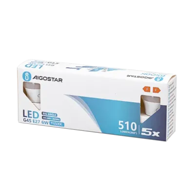 LAMPADINA LED G45 E27 6W 6500K 5 PZ