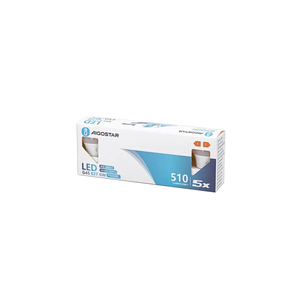LAMPADINA LED G45 E27 6W 6500K 5 PZ