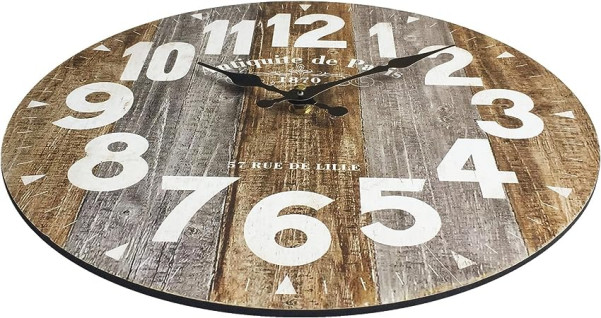 INDUSTRIAL STYLE MDF WOODEN WALL CLOCK Ø34CM