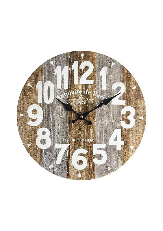INDUSTRIAL STYLE MDF WOODEN WALL CLOCK Ø34CM