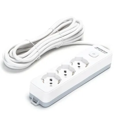 MULTIPRESA 3 VIE C/INTERRUTT. 16A 5M BIANCA E GRIGIA