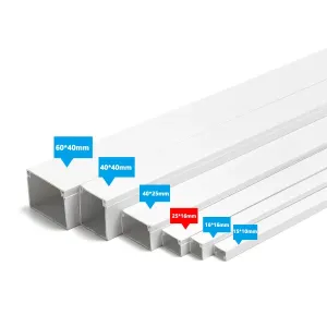 CANALINA QUADR. PVC BIANCA C/SUPPORT ADES. L2000XW25XH16MM