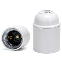 PORTALAMPADE E27 BACHELITE C/TERMINALE A VITE AUTOBLOCC. BIANCO