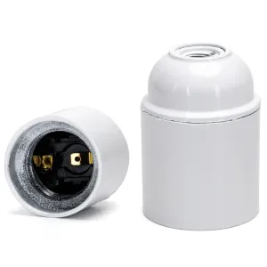 PORTALAMPADE E27 BACHELITE C/TERMINALE A VITE AUTOBLOCC. BIANCO