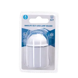 PORTALAMPADE E27 BACHELITE C/TERMINALE A VITE AUTOBLOCC. BIANCO