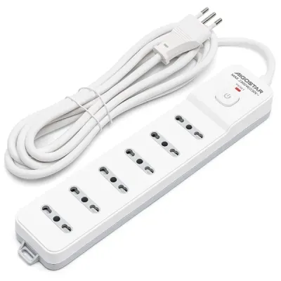 MULTIPRESA 6 VIE C/INTERRUTT. 10A 3M BIANCA E GRIGIA