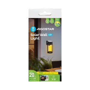 APPLIQUE SEGNAPASSI LED SOLARE NERO 2700K