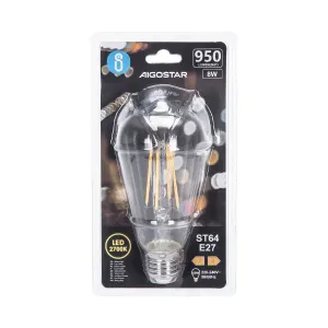 LAMPADINA A FILAMENTO LED ST64 E27 8W TRASPARENTE