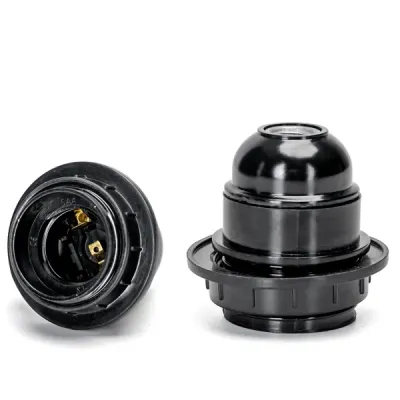 PORTALAMPADA E27 BACHELITE C/TERMINALE A VITE AUTOBLOCCANTE NERO