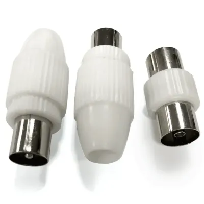 CONNETTORE ANTENNA TV 2PZ + 1 PRESA TV BIANCA