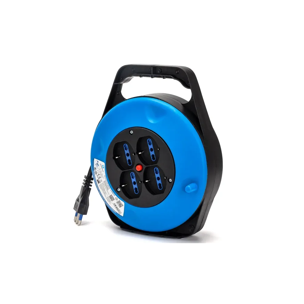 Avvolgicavo a 4 vie 3G1.5mm 8m azzurro Avvolgicavo a 4 vie 3G1.5mm 8m azzurro