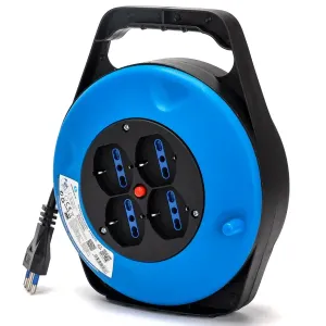 Avvolgicavo a 4 vie 3G1.5mm 8m azzurro