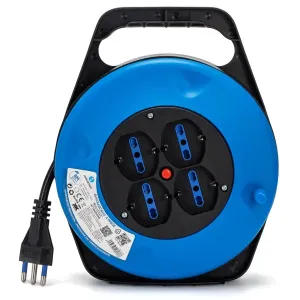 Avvolgicavo a 4 vie 3G1.5mm 8m azzurro