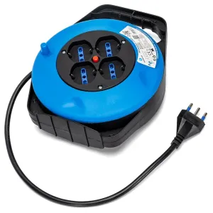 Avvolgicavo a 4 vie 3G1.5mm 8m azzurro