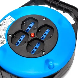 Avvolgicavo a 4 vie 3G1.5mm 8m azzurro