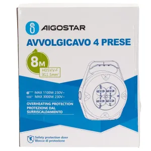 Avvolgicavo a 4 vie 3G1.5mm 8m azzurro