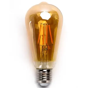 Lampadina a filamento LED ST64 E27 8W ambrata