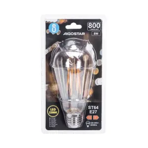 Lampadina a filamento LED ST64 E27 8W ambrata