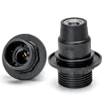 PORTALAMPADA E14 IN PLASTICA AUTOBLOCCANTE MEZZO FILET. NERO