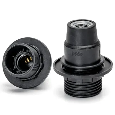 PORTALAMPADA E14 IN PLASTICA AUTOBLOCCANTE MEZZO FILET. NERO