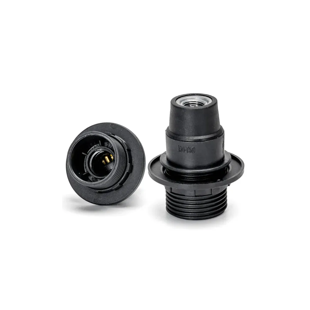 PORTALAMPADA E14 IN PLASTICA AUTOBLOCCANTE MEZZO FILET. NERO PORTALAMPADA E14 IN PLASTICA AUTOBLOCCANTE MEZZO FILET. NERO