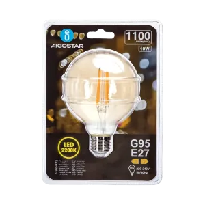 Lampadina a filamento LED G95 E27 10W ambrata