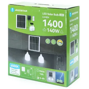 Lampadina solare con accumulatore fotovoltaico 70W X 2 6500K