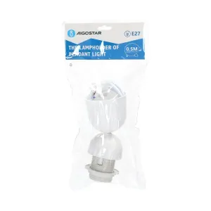 PORTALAMPADA E27 PLASTICA C/CAVO DI SOSP. 0.5M BIANCO