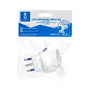 Adattatore a 3 vie 16A bianco