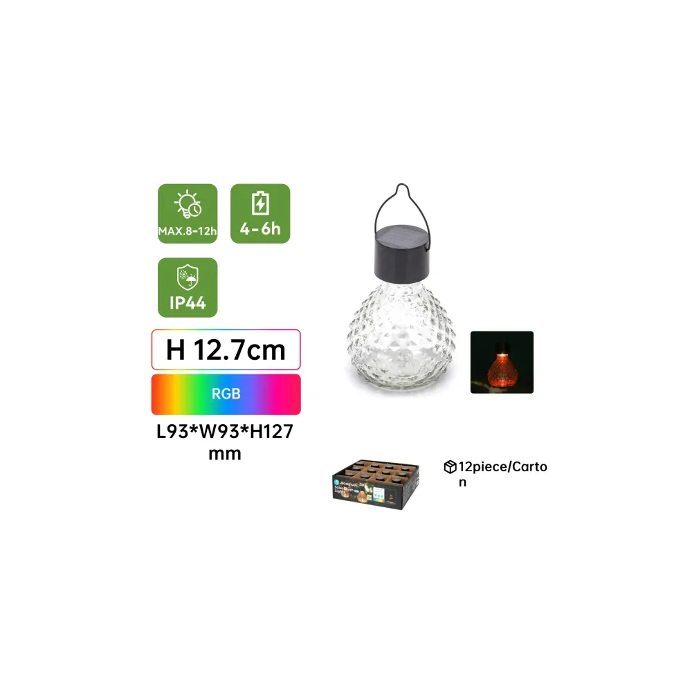 LUCE LED SOLARE A SOSP. ESTERNO IN AGGIAIO INOX RGB LUCE LED SOLARE A SOSP. ESTERNO IN AGGIAIO INOX RGB