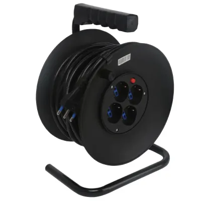 Avvolgicavo a 4 vie 3G1.5mu 25m nero