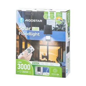 Floodlight LED solare 300W 3000lm 6500K IP66