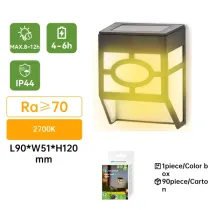 Lampada da parete solare LED nera 2700K