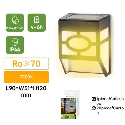 Lampada da parete solare LED nera 2700K