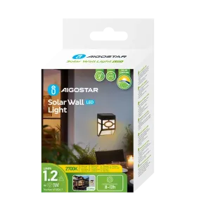 Lampada da parete solare LED nera 2700K