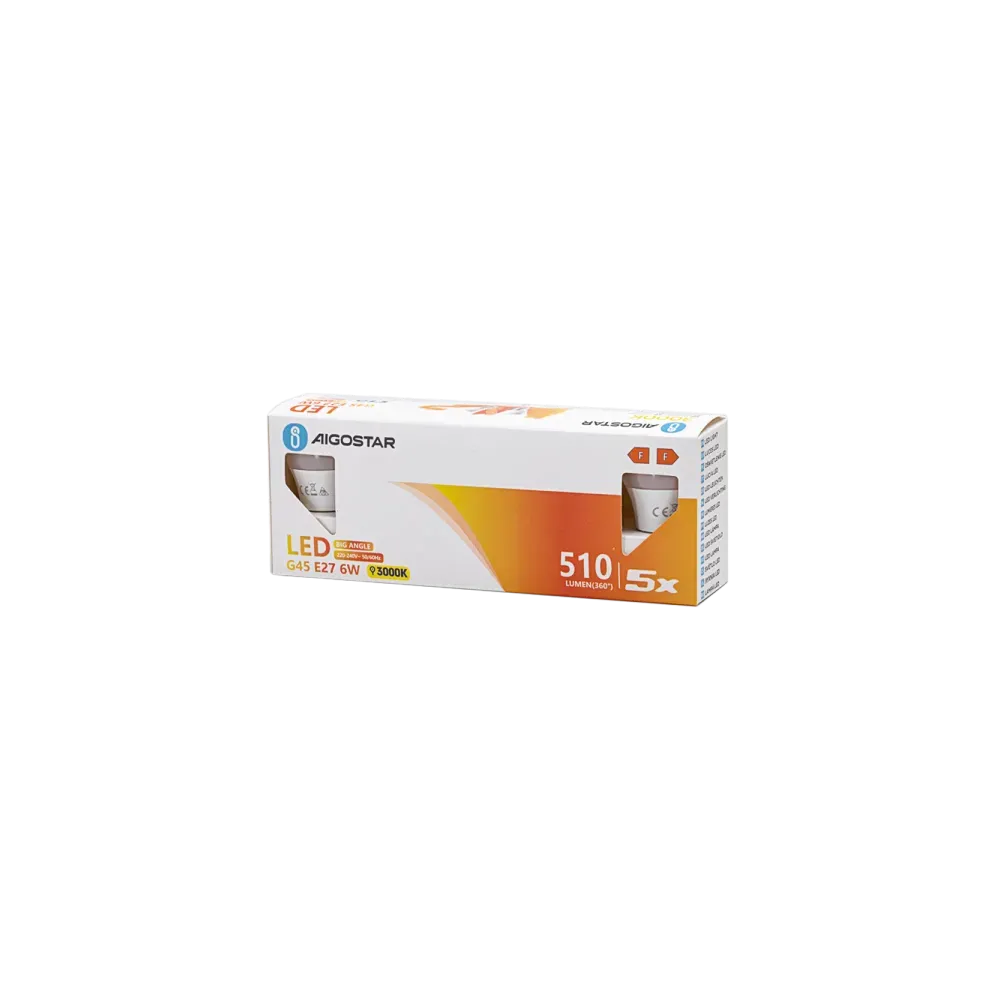 LED G45 E27 6W 3000K 5 pz LED G45 E27 6W 3000K 5 pz